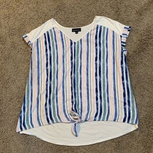 Fortune + Ivy Colorful Tie Front Striped Top XXL